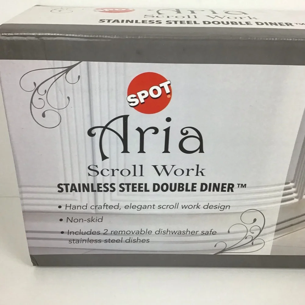 Spot Scroll Work Stainless Steel Double Diner